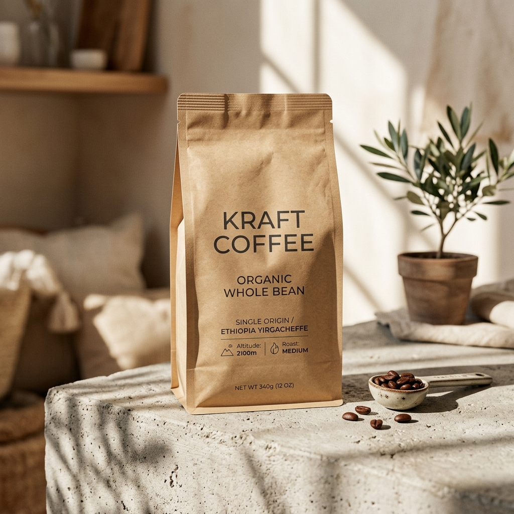 Kraft Coffee Organic Whole Bean Package Mockup