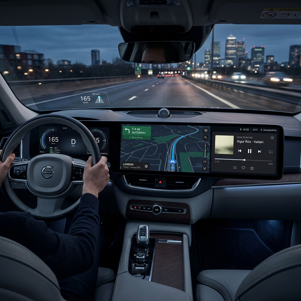 Volvo Electric SUV Widescreen Cockpit Display Interface